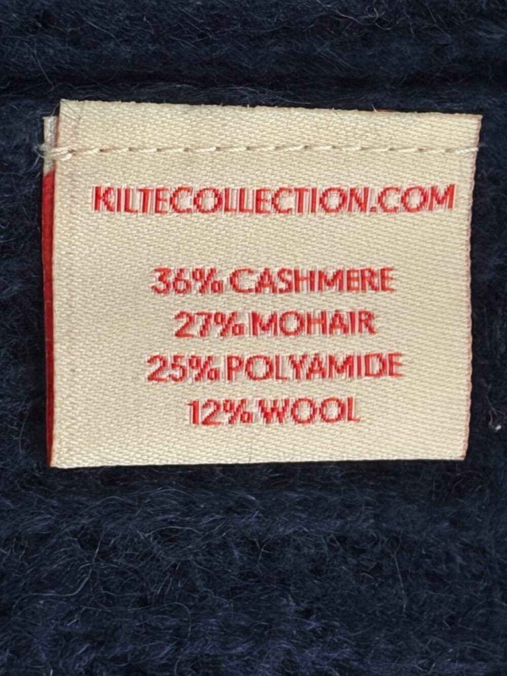 Kilte Collection The Philomena Cashmere Mohair Wool Cardigan Pointelle Crop Navy - Picture 10 of 11